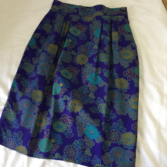 VINTAGE Norton McNaughton skirt fully lined pockets pleats size 8 floral - Picture 1 of 10